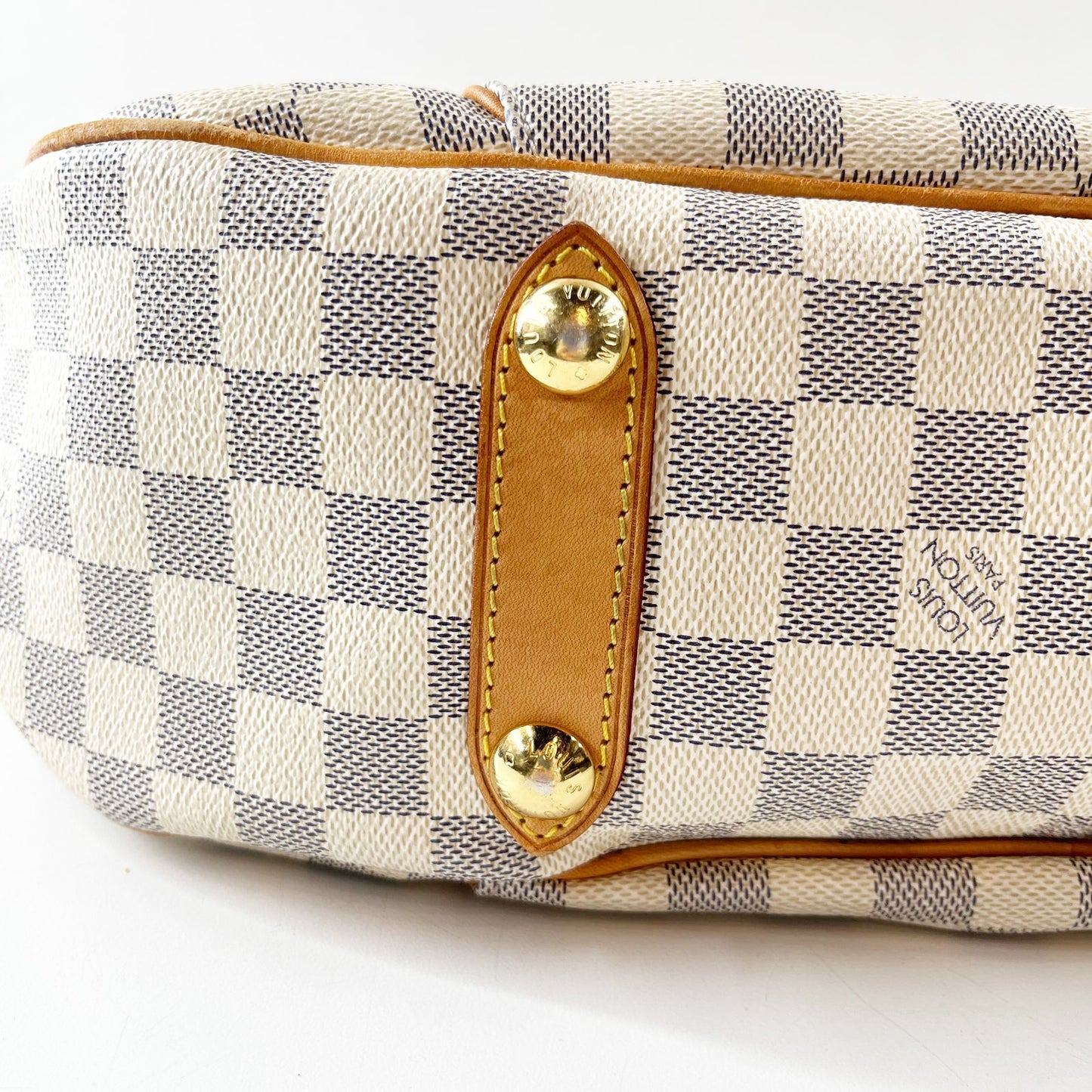 Louis Vuitton Galliera PM Damier Azur Canvas Shoulder Purse Bag White Cream