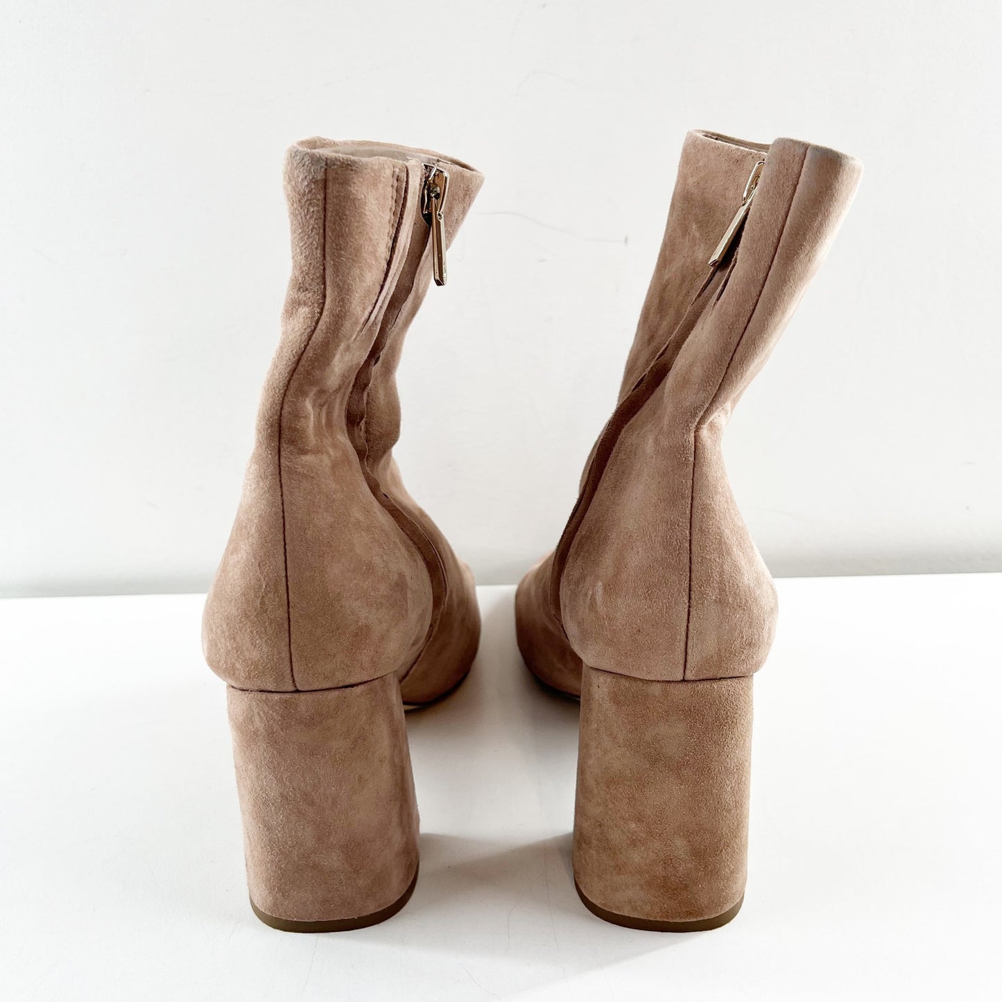 Sam Edelman Codie Suede Leather Square Toe Block Heel Ankle Boots Booties Brown