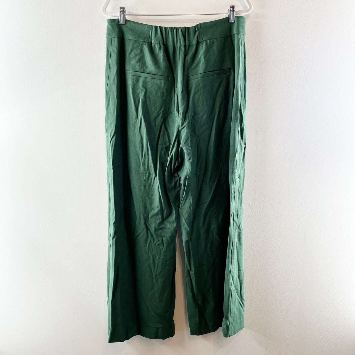 Veronica Beard Marbeau High Rise Wide Leg Trouser Pants Forest Green 12