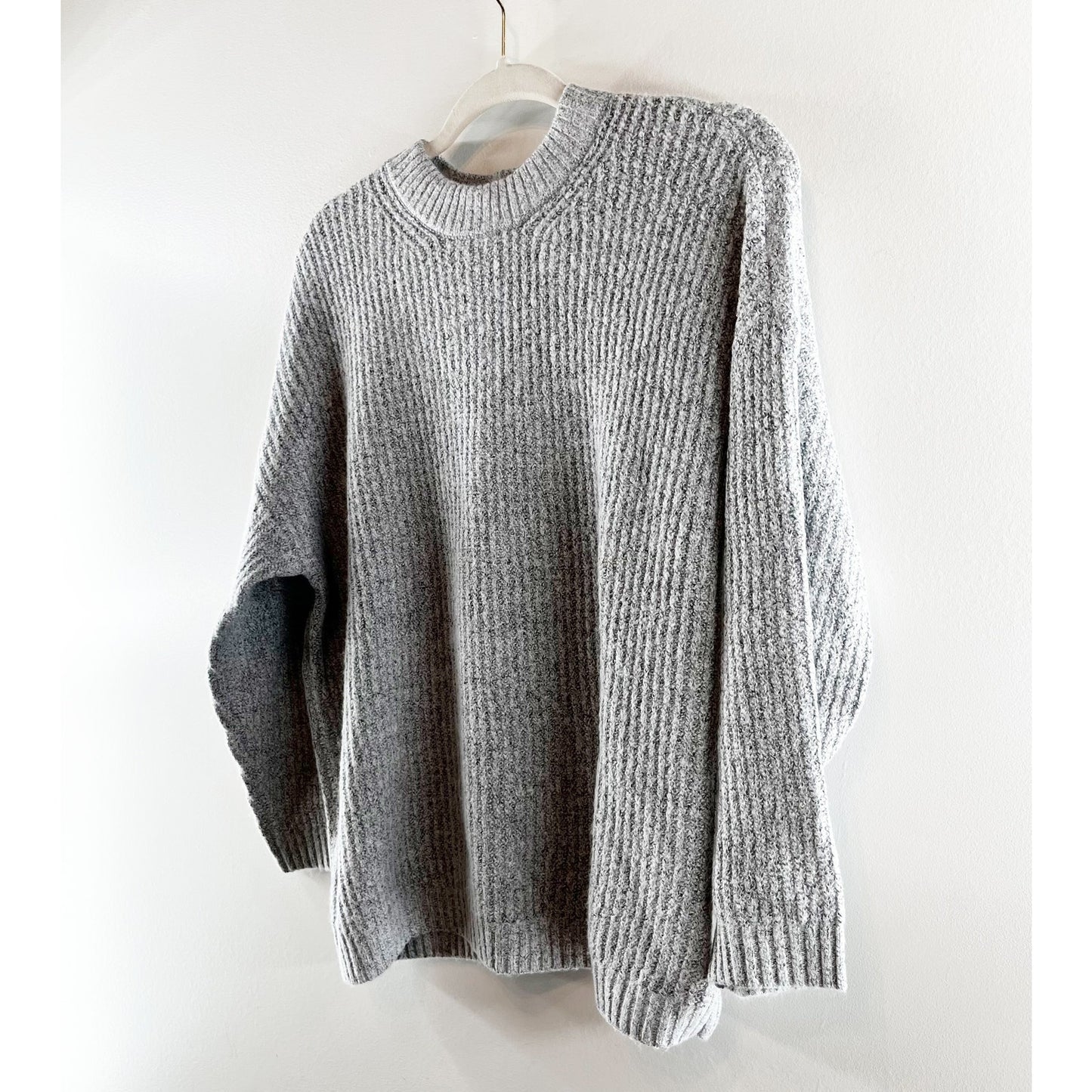 American Eagle Crewneck Ribbed Soft Long Sleeve Sweater Gray Small