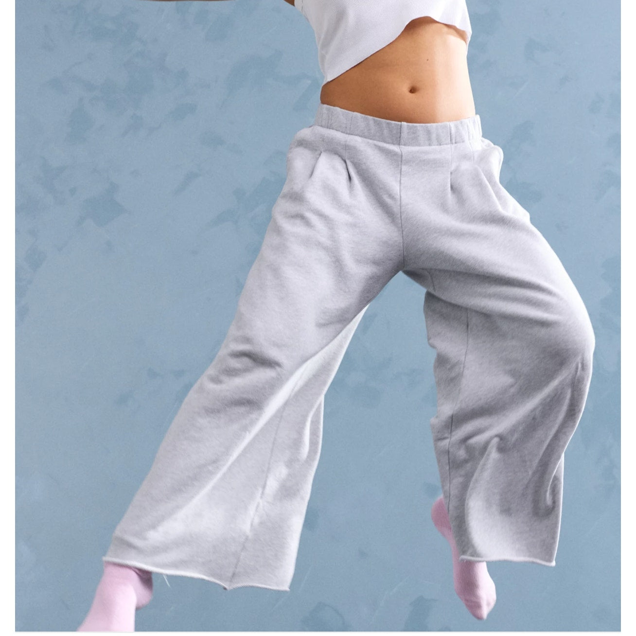 Aerie High Rise Street Trouser Pleated Wide Leg Sweatpants Gray Medium