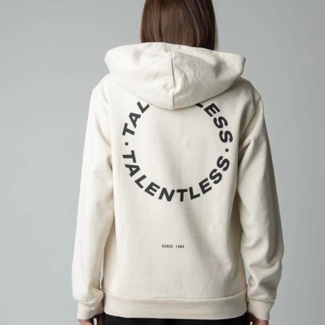 Talentless 100% Cotton Circle Logo Long Sleeve Kangaroo Pocket Hoodie Bone XS