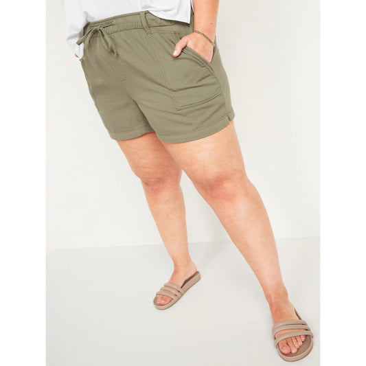 Old Navy High Rise Textured Cotton Casual Shorts Linden Green Large
