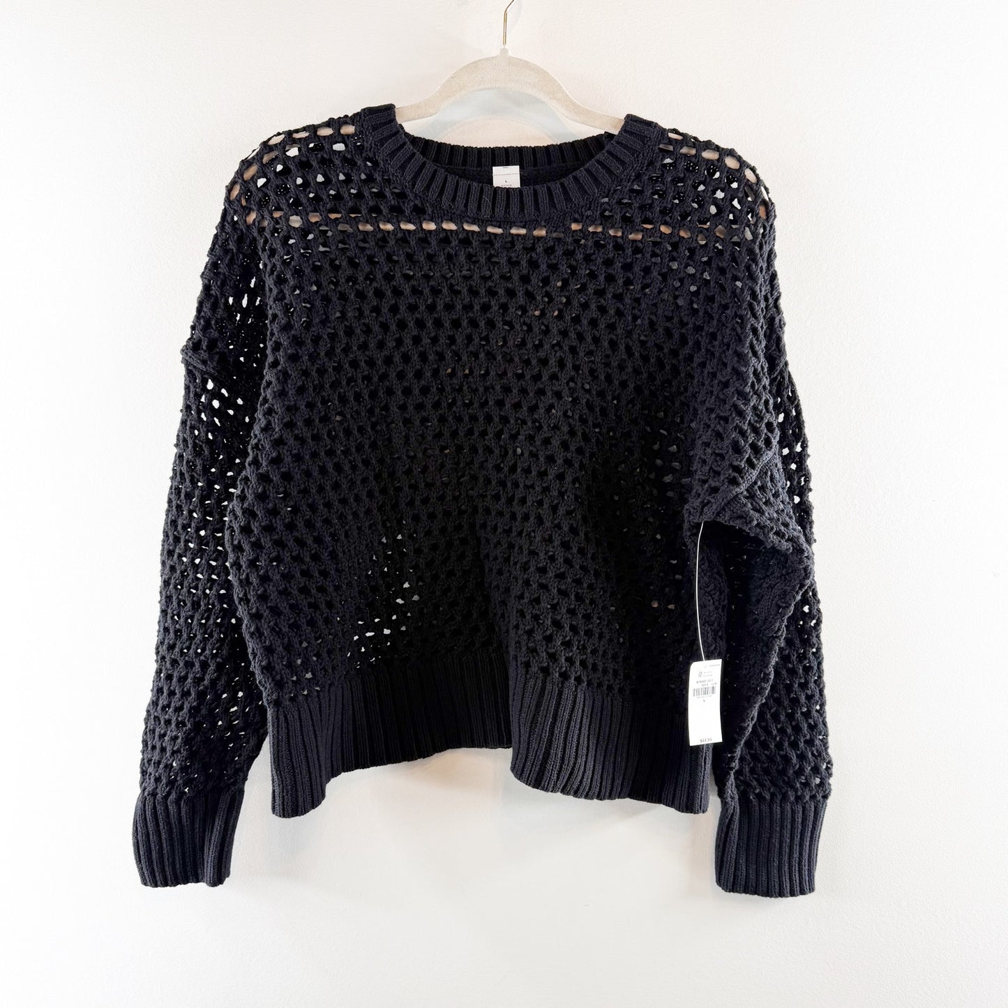 Old Navy Open Stitch Pullover Crochet Knit Sweater Black Large