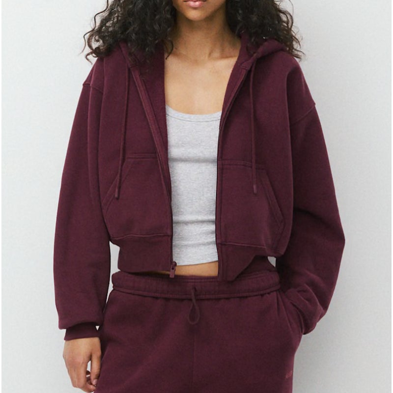 Aritzia Sweatfleece Boyfriend Boxy Full Zip Hoodie Sweatshirt Gala Plum XS