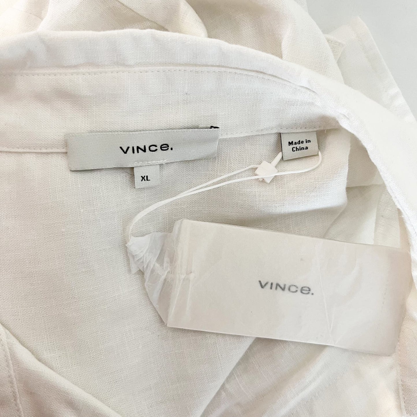 Vince Classic Button Up Linen Blend Shirtdress White XL