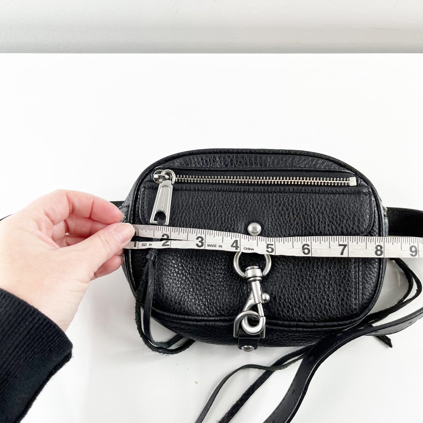 Rebecca Minkoff Blythe Pebbled Leather Waist Belt Crossbody Bag Black