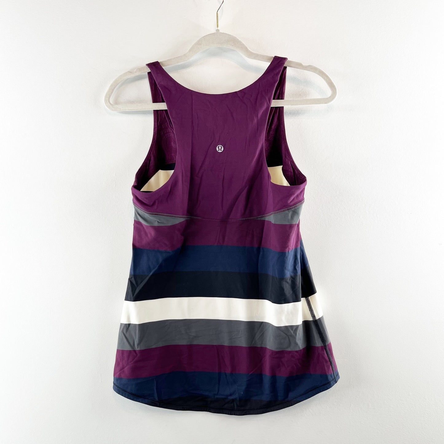 Lululemon Run First Base Striped Racerback Cotton Tank Top Black Purple Small