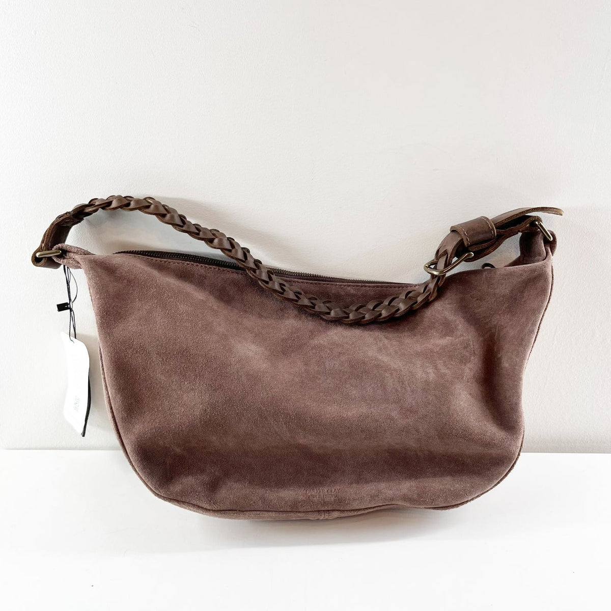 Parker Clay Slouchy Crescent-Shaped Brown Suede Hobo Shoulder Handbag