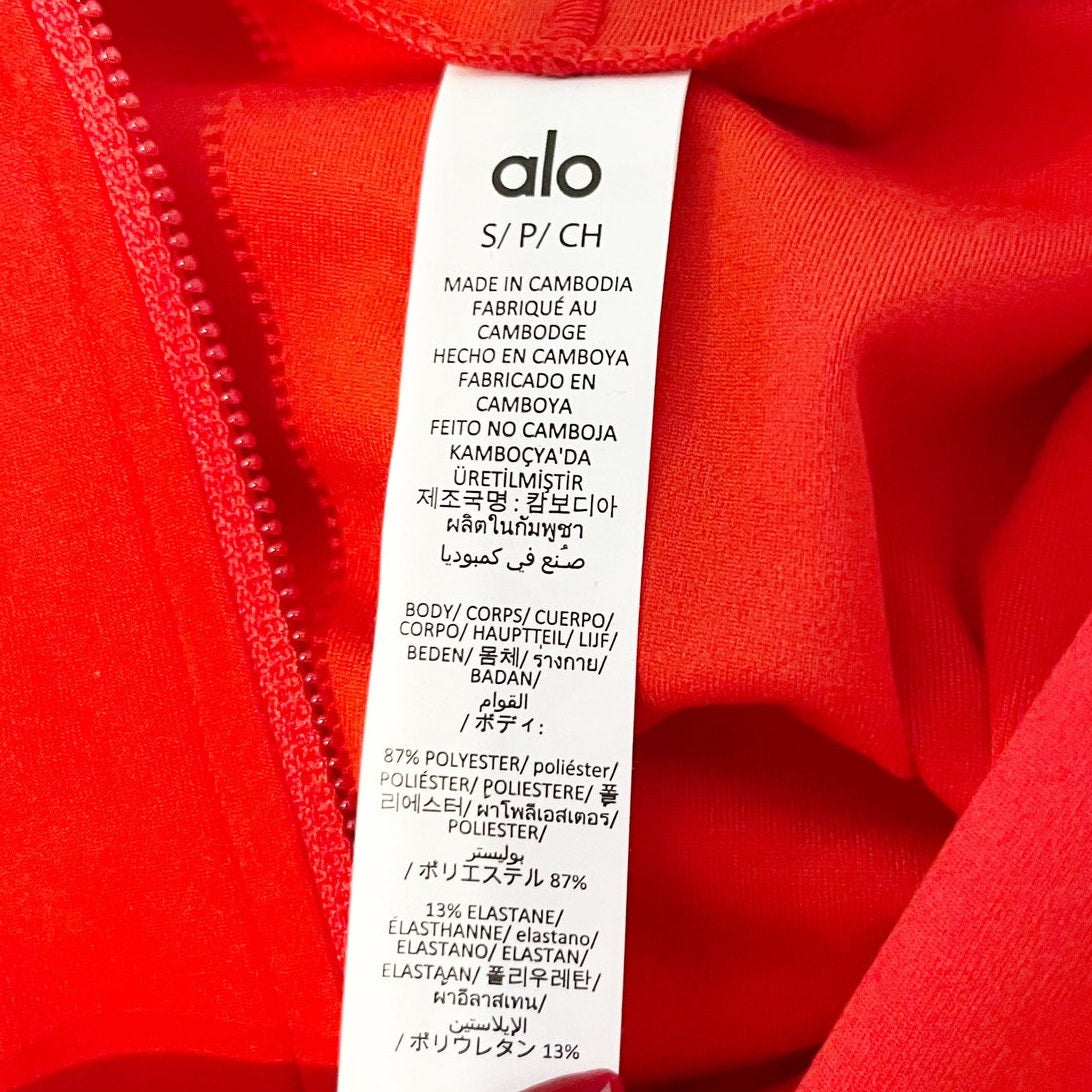 Alo Alosoft Sincere Fitted Full Zip Cropped Hoodie Jacket Bright Red Small