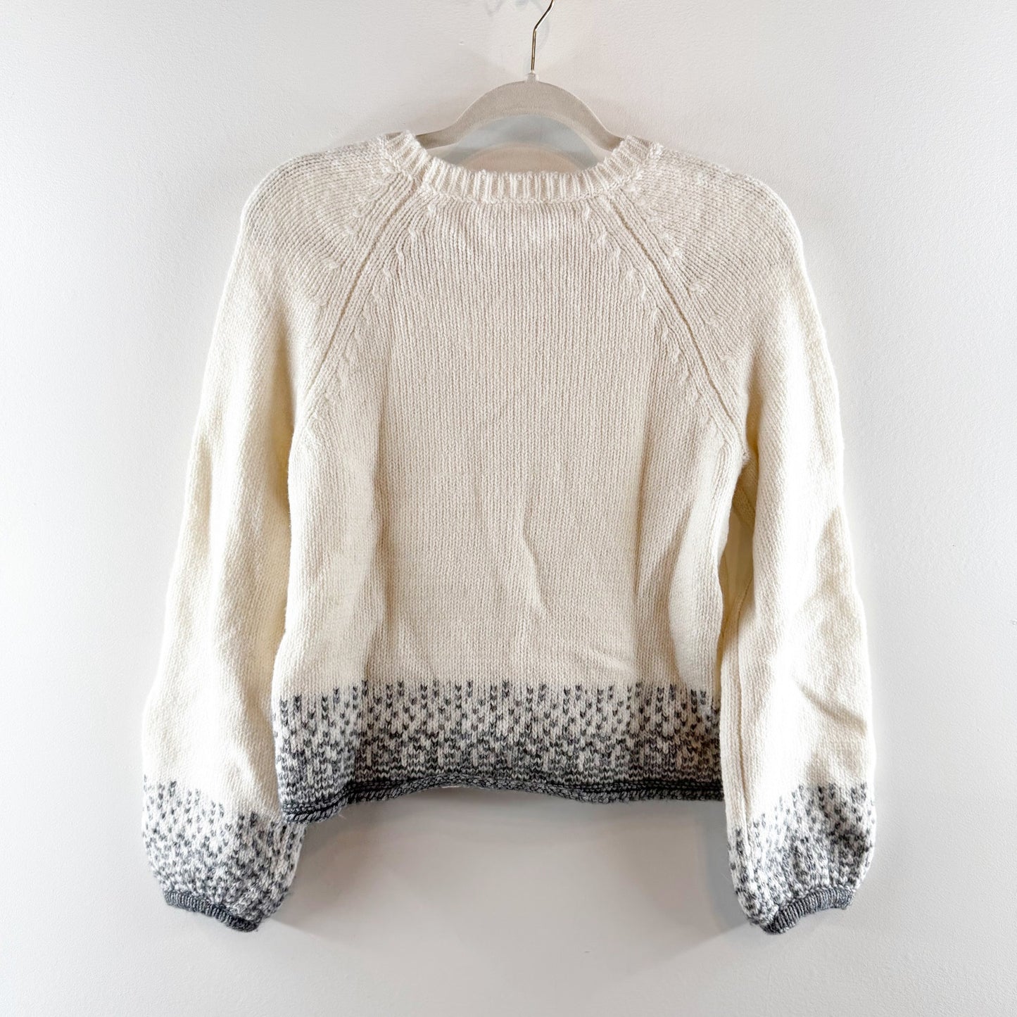 Splendid Matilda Raglan Sleeve Ombre Heart Sweater Cream Ivory Marshmallow Small