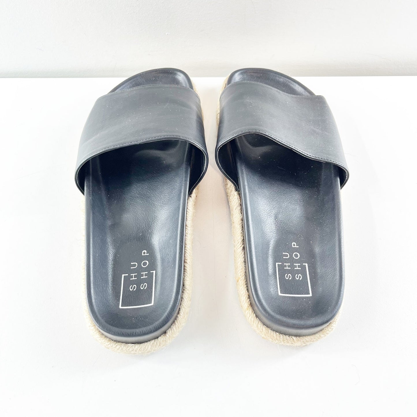 ShuShop Crisanta Faux Leather Slip On Slides Sandals Black 8