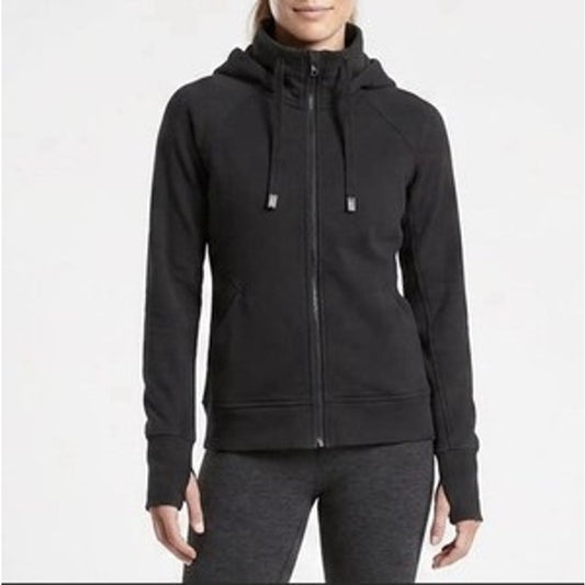 Athleta Triumph Long Sleeve Thumbhole Full-Zip Sweatshirt Hoodie Jacket Black 1X