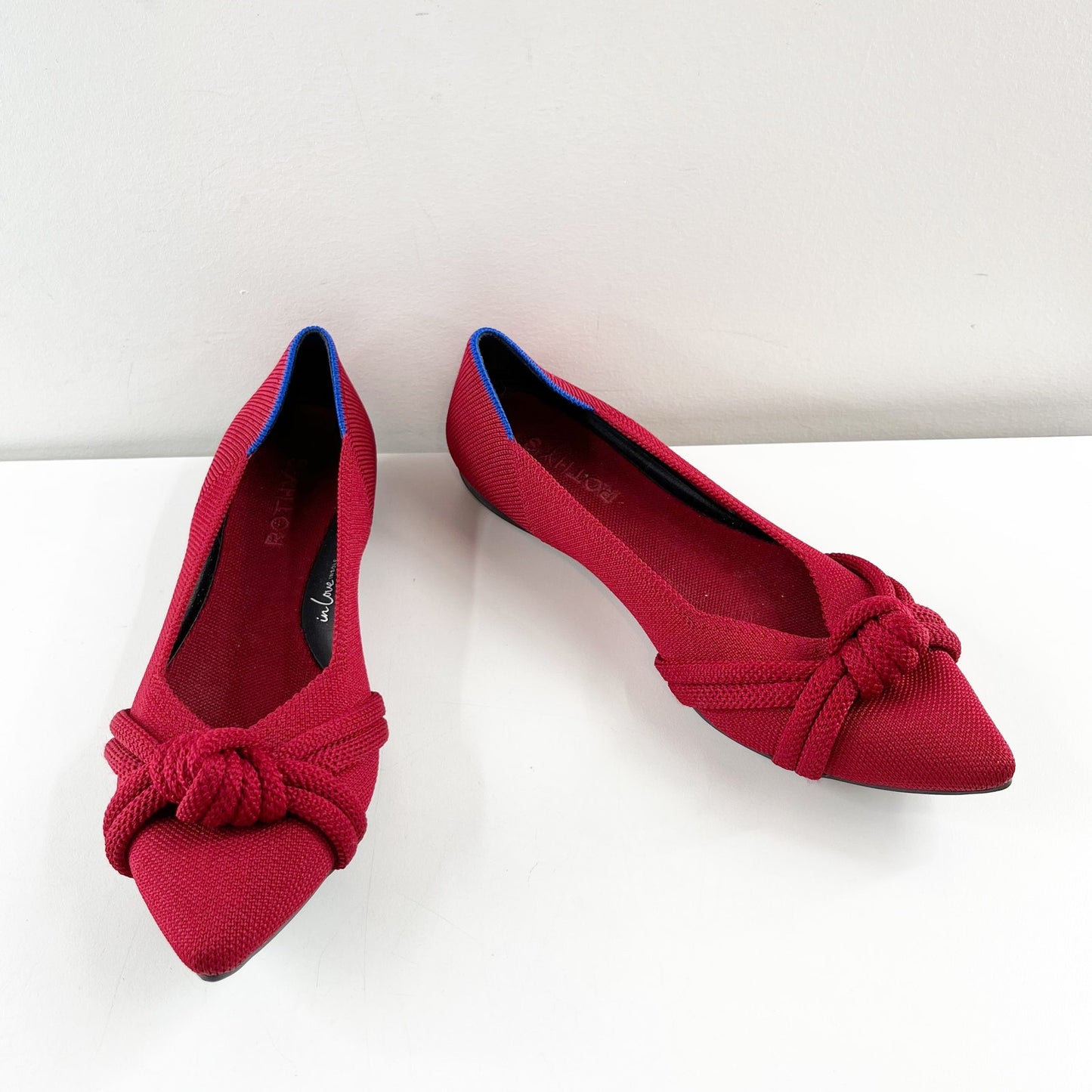 Rothy's The Knot Point II Pointed Toe Ballet Flats in Candied Berry Red 8