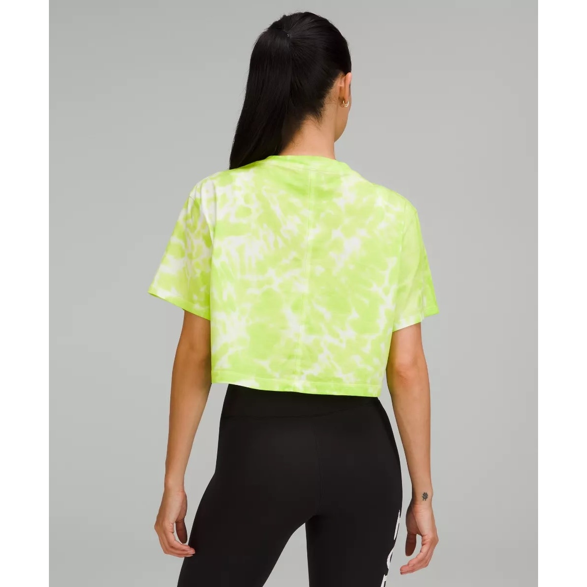 Lululemon All Yours Cropped Cotton T-Shirt Tie Dye Neon Yellow Medium