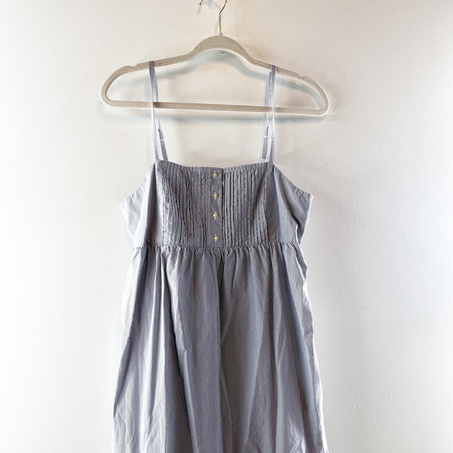 Levi's Issa Striped Sleeveless Smocked Tiered Midi Dress Blue White Small