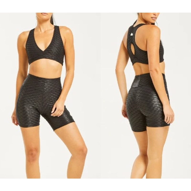 Booty by Brabants Chrome Pocket Cut Out Crop Top & Shorts Graphite Black