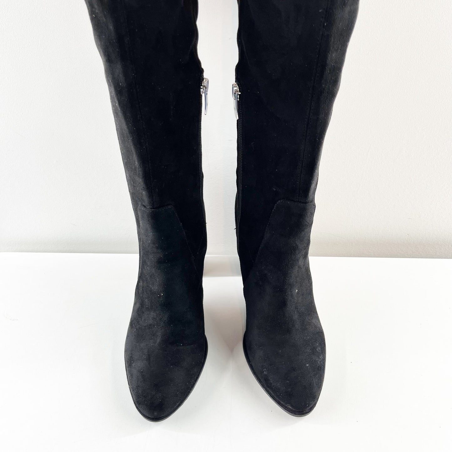 Marc Fisher Over The Knee Suede OTK Block Heel Boots Black 7.5