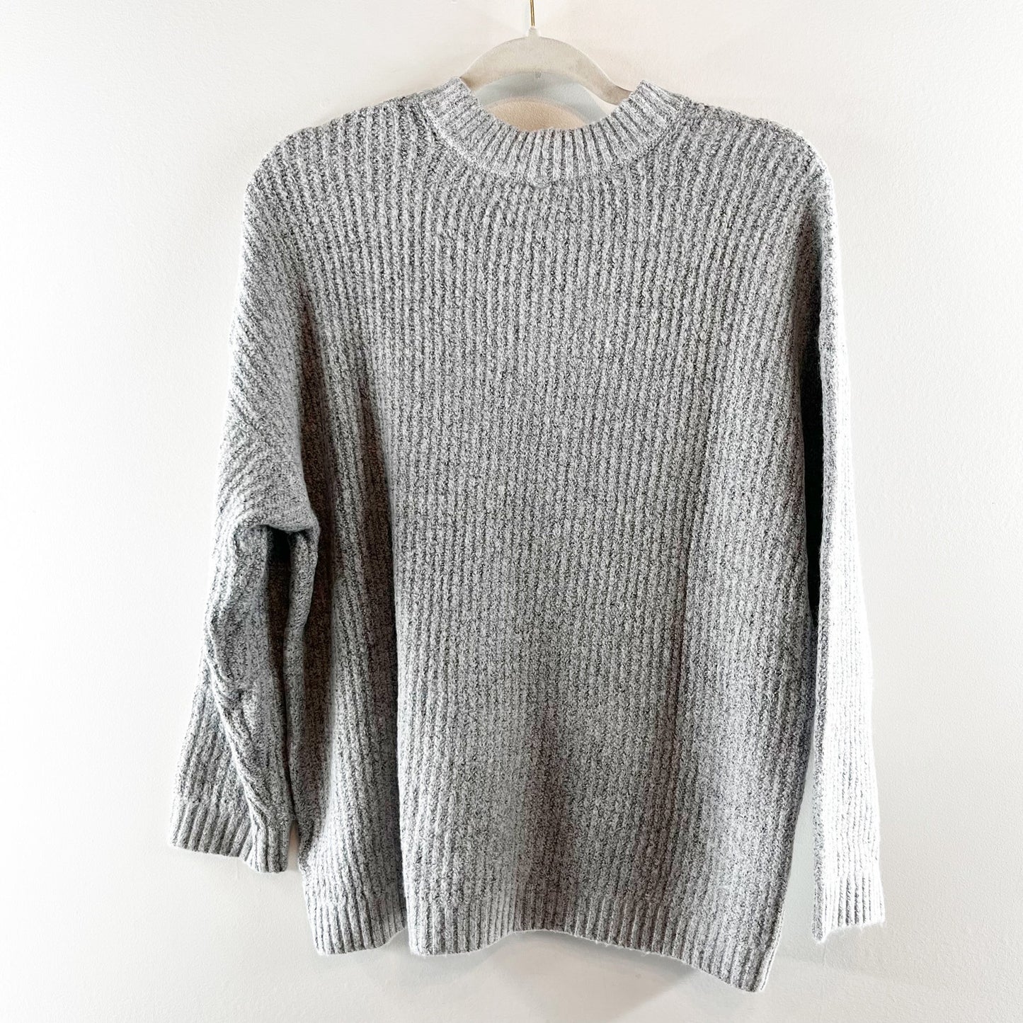American Eagle Crewneck Ribbed Soft Long Sleeve Sweater Gray Small