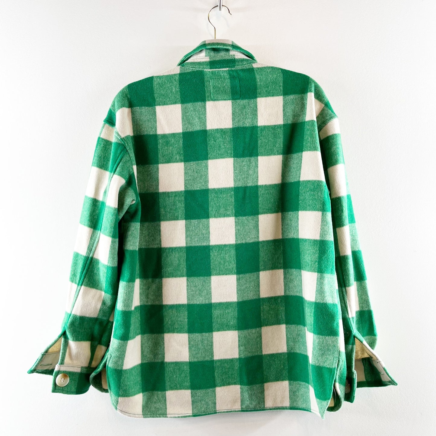 Sanctuary Buffalo Check Plaid Button Up Shacket Jacket Green White XS