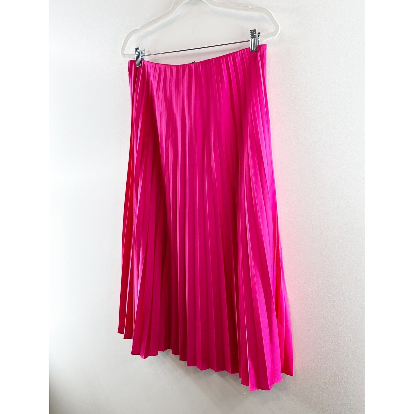 J. Crew Gwyneth Pleated Midi Satin Slip Skirt Pink Medium