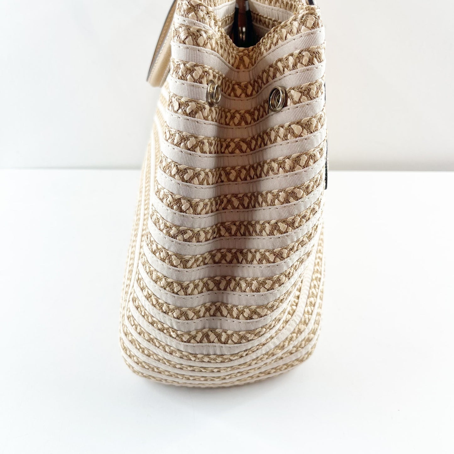 Eric Javits Squishee Isla Straw Bag Peanut Beige Tan