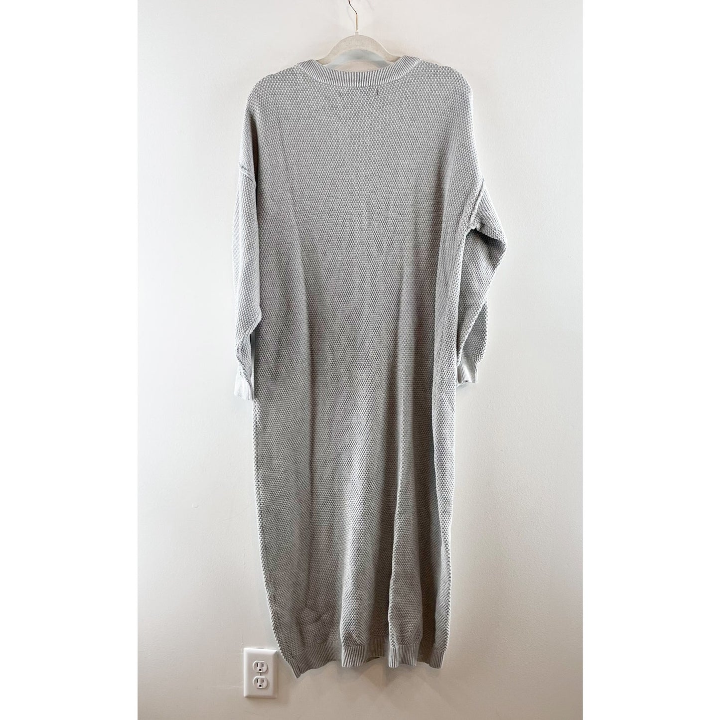 Free People Beach Hailee Midi Long Sleeve Waffle Knit Sweater Dress Gray Small
