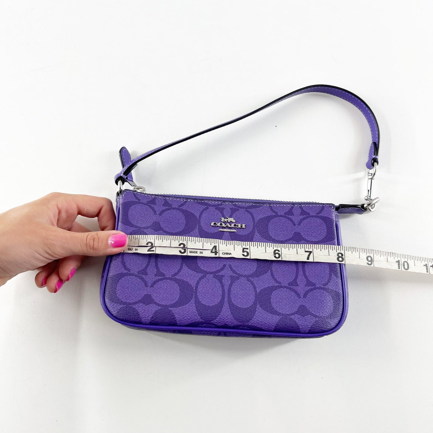 Coach Nolita 19 Signature Canvas Compact Wristlet Shoulder Bag Vibrant Purple