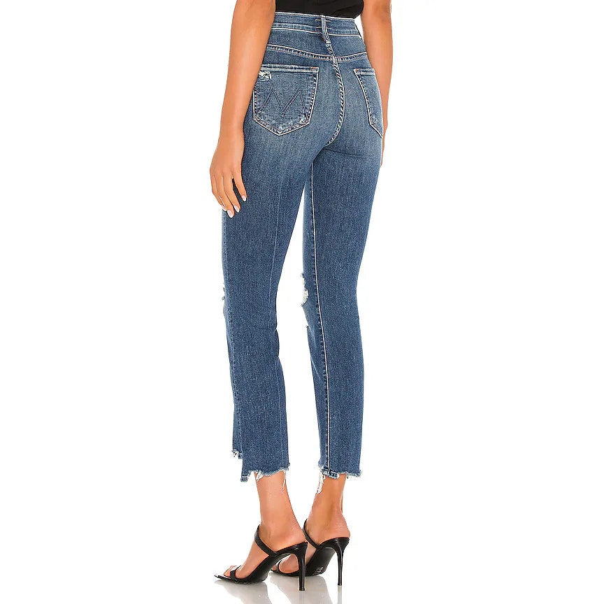 Mother The Insider High Waisted Crop Step Chew Hem Jeans Dancing On Coals 25