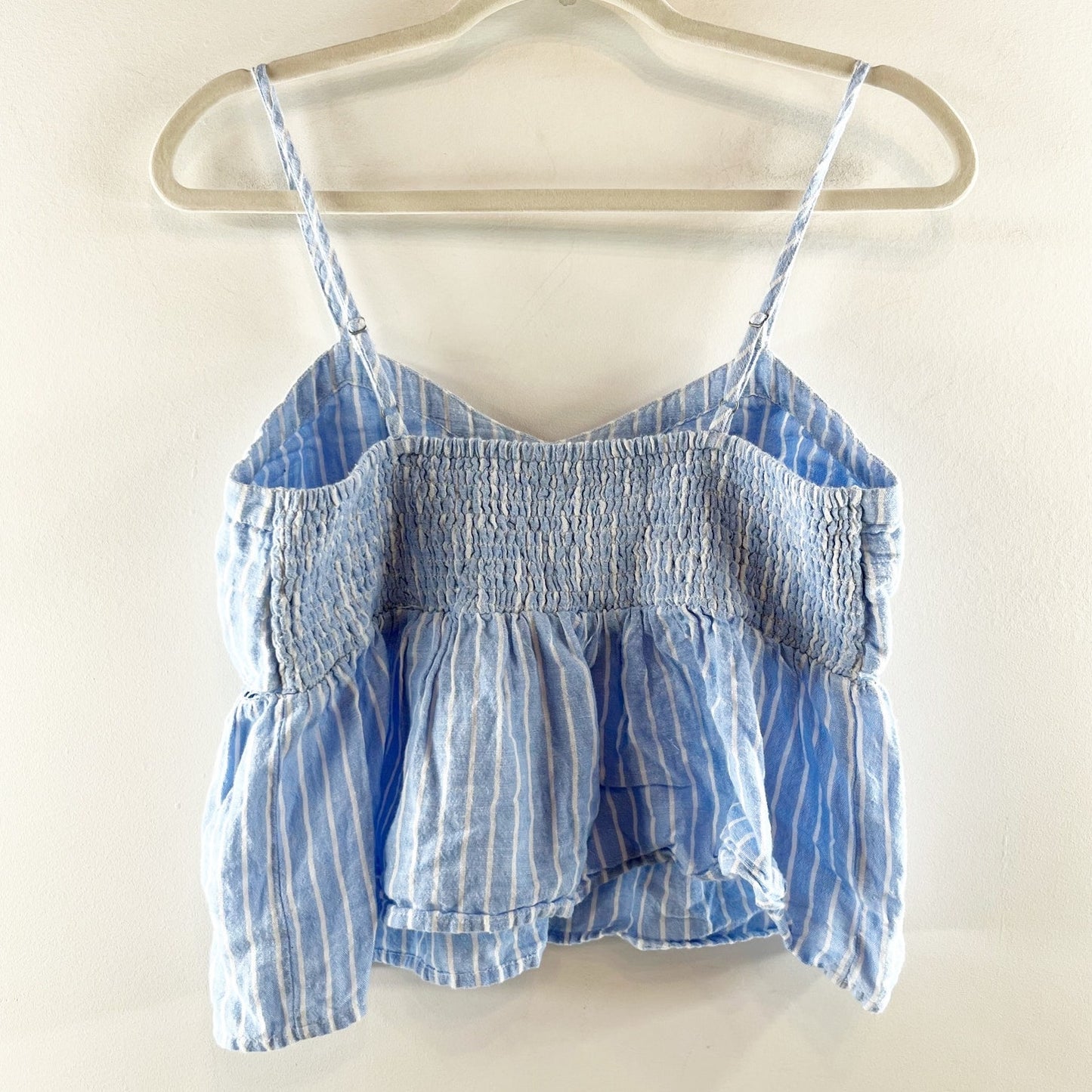 Lucky Brand Striped Babydoll Peplum Cami Tank Top Blue Medium