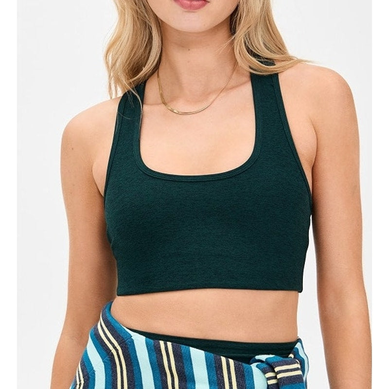 Beyond Yoga Spacedye Simplicity Long Line Bra Dark Spruce Green Heather Small