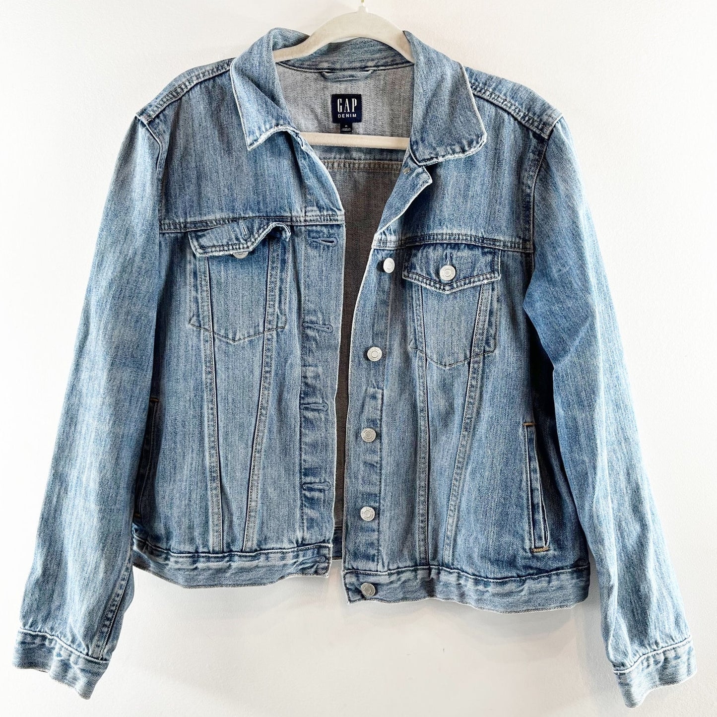 GAP Button Up Cotton Icon Denim Jacket Blue XL