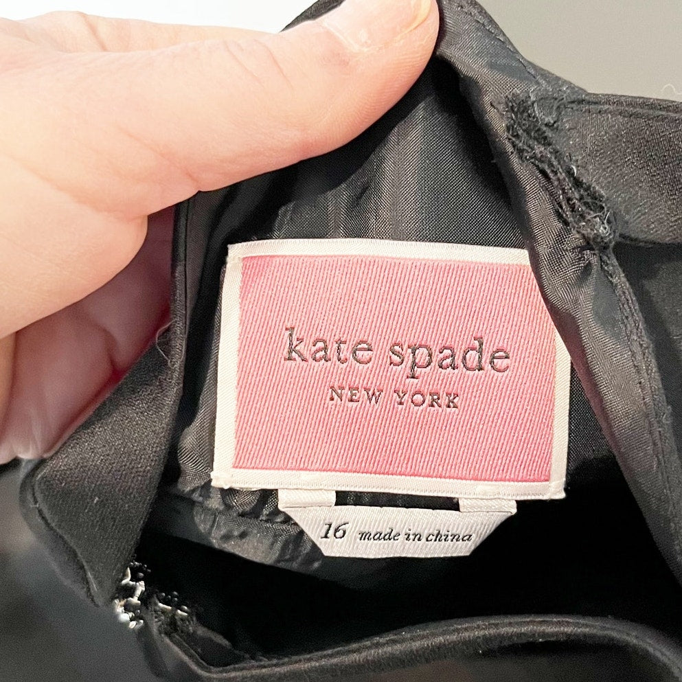 Kate Spade Main Line Embellished A Line Mini Dress Black 16