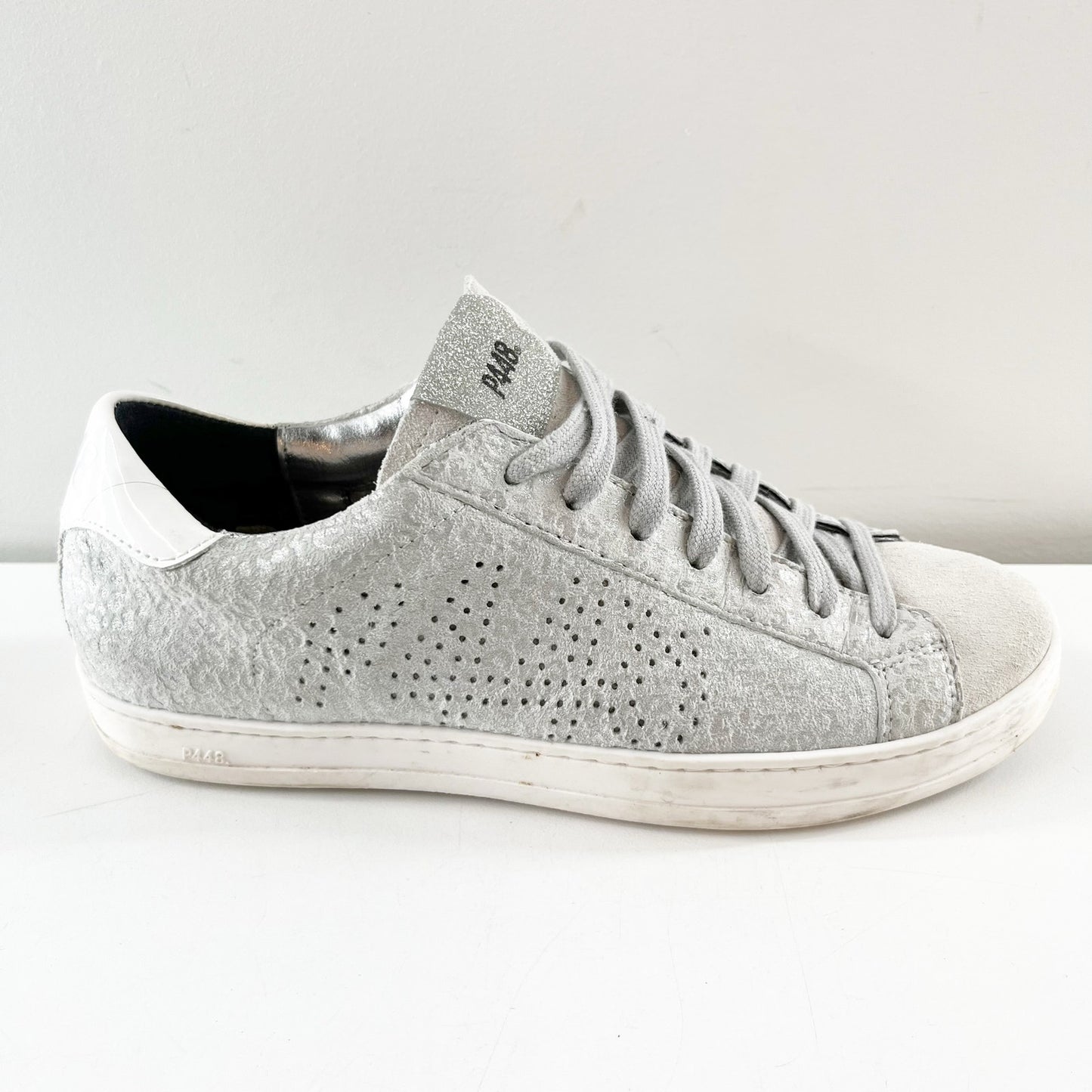 P448 John Metallic Leopard Print Perforated Logo Low Top Sneaker Leosil Blla 37