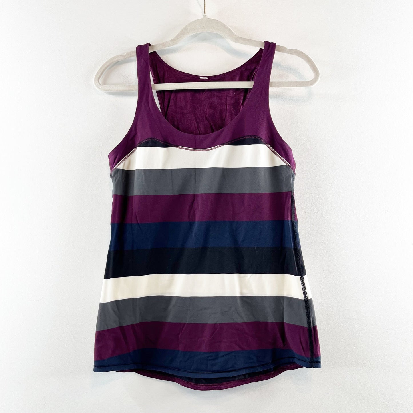 Lululemon Run First Base Striped Racerback Cotton Tank Top Black Purple Small