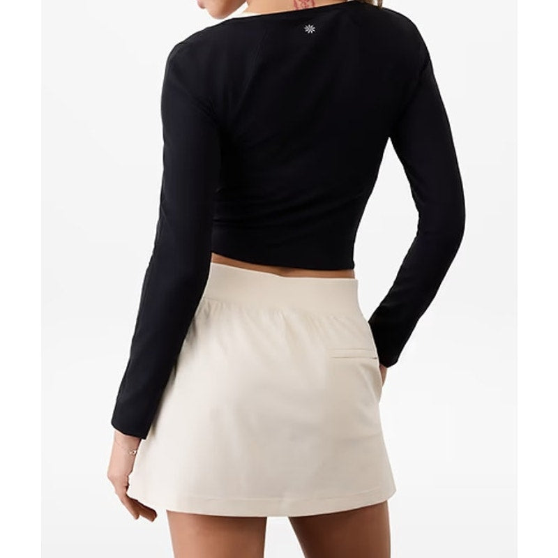 Athleta Brooklyn Pull On Golf Tennis 13.5" Mini Skort Bone Khaki Cream 8