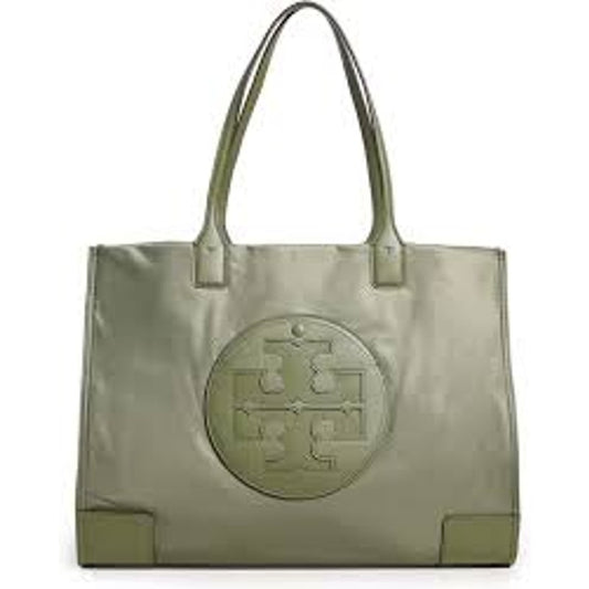 Tory Burch Ella Nylon Tote Bag Travel Purse Green Large