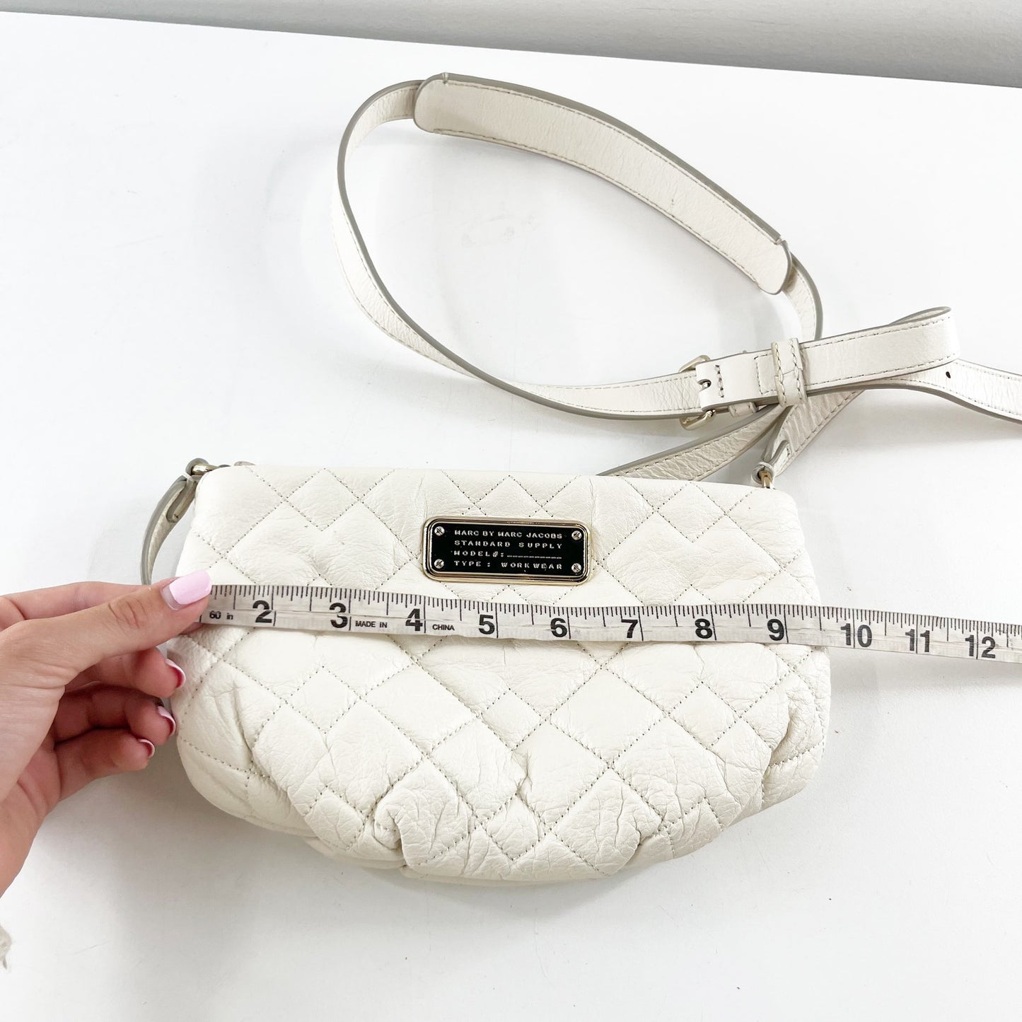 Marc by Marc Jacobs Quilted Leather Small Crossbody Shoulder Bag White