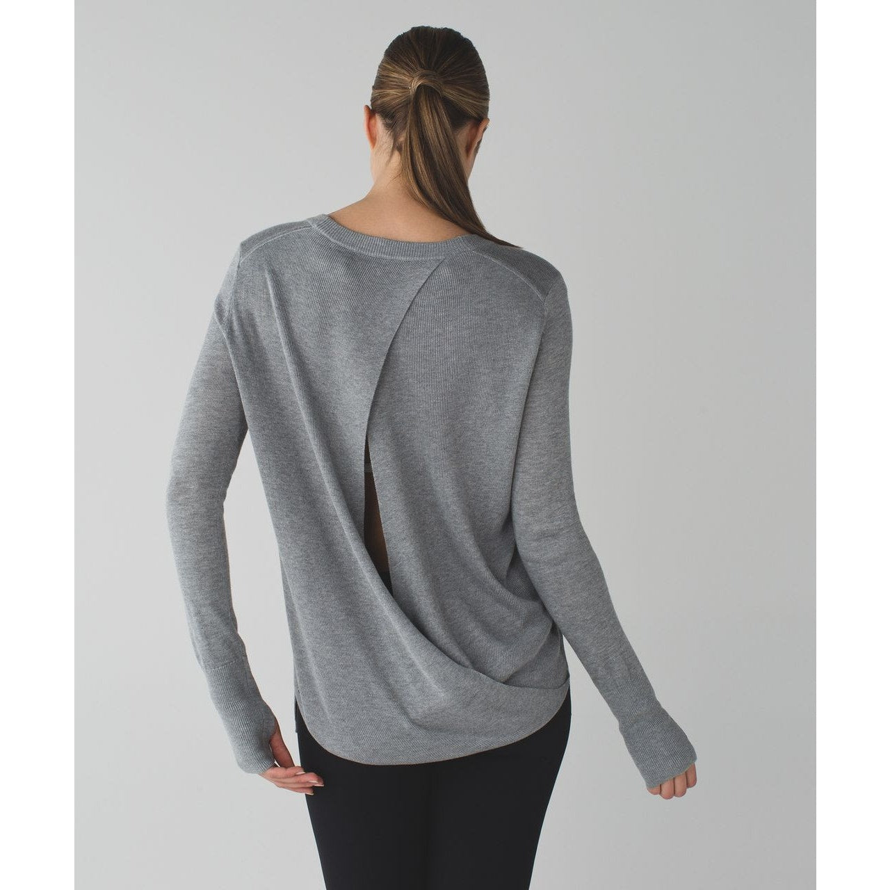 Lululemon Bring It Backbend Long Sleeve Sweater Heathered Medium Grey 8