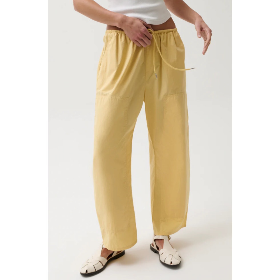Pistola Theo Pull On Poplin Cotton Relaxed Fit Pants Light Tumeric Golden Yellow