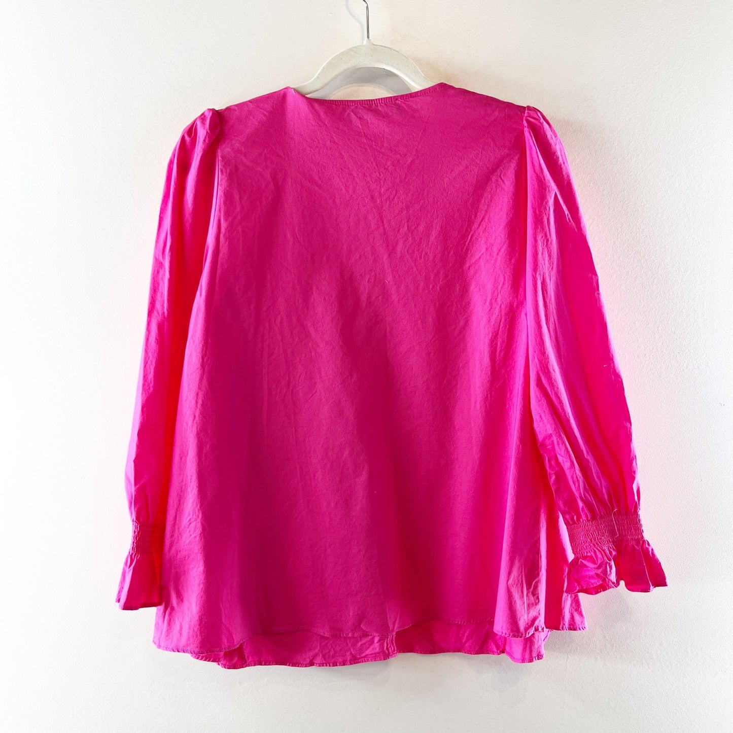 Tuckernuck Pomander Place Easton Cotton Poplin Long Sleeve Blouse Pink Medium