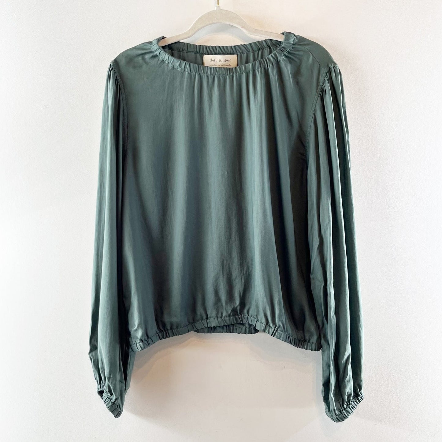 Cloth & Stone Tencel Lyocell Long Sleeve Blouse Top Pinebrook Green XL