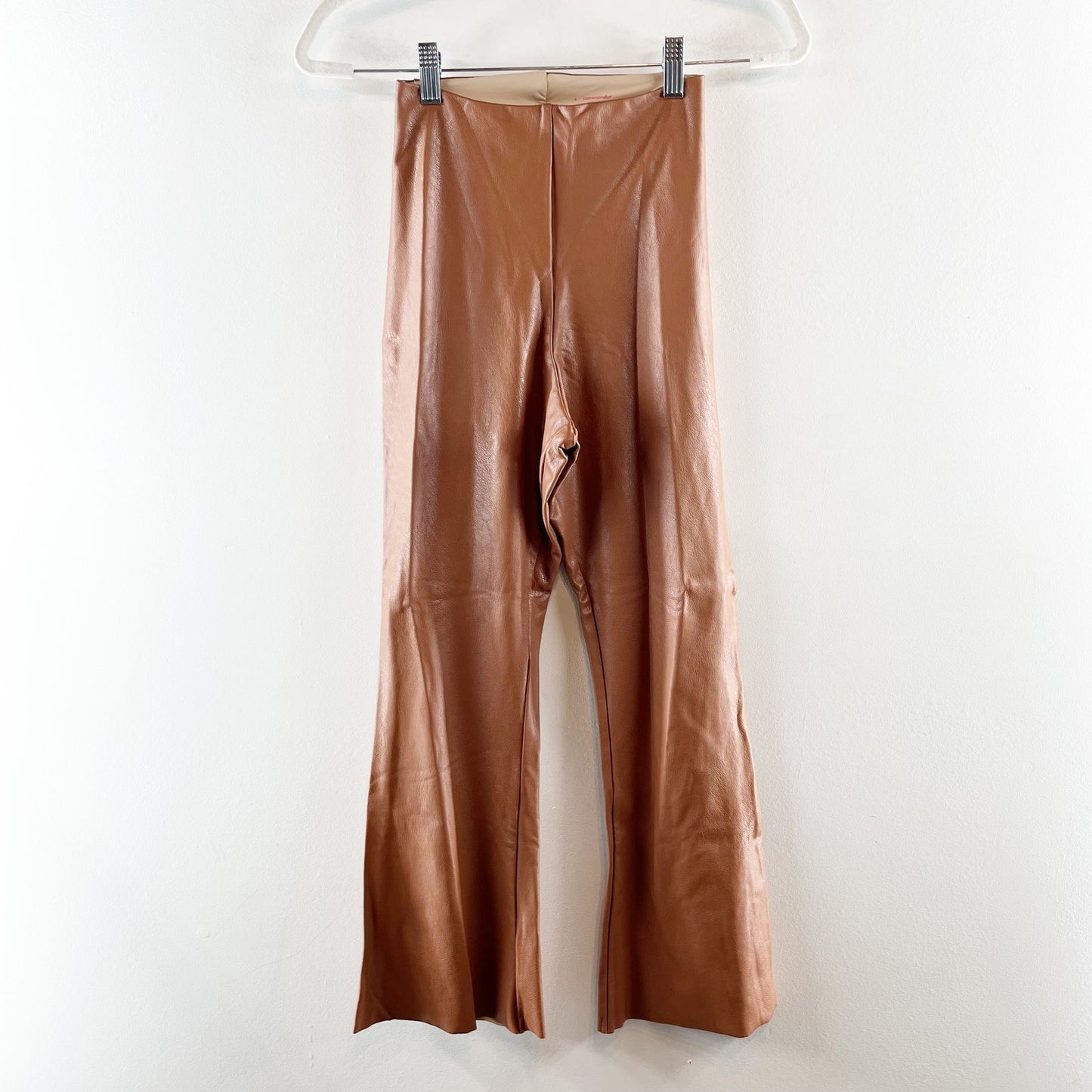 Commando High Rise Cropped Flared Leggings Faux Leather Pants Cocoa Brown Small