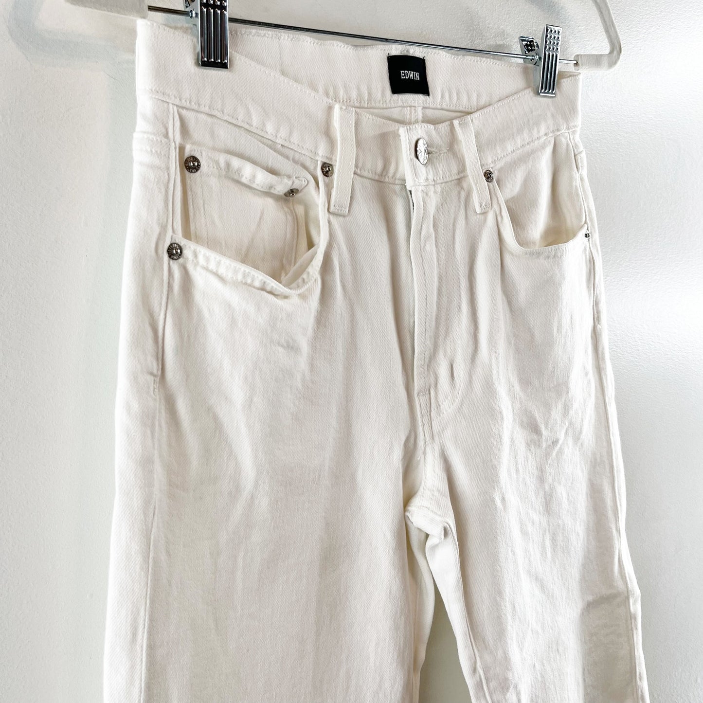 Edwin Marli Ankle High Rise Wide Leg Jeans Eggshell White 25
