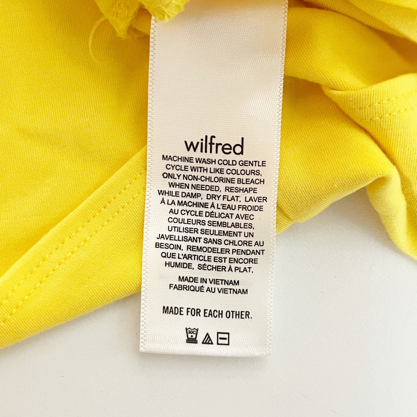 Wilfred Aritzia Saturn Square Neck Wrap Stretch Mini Dress Sunflower Yellow XS