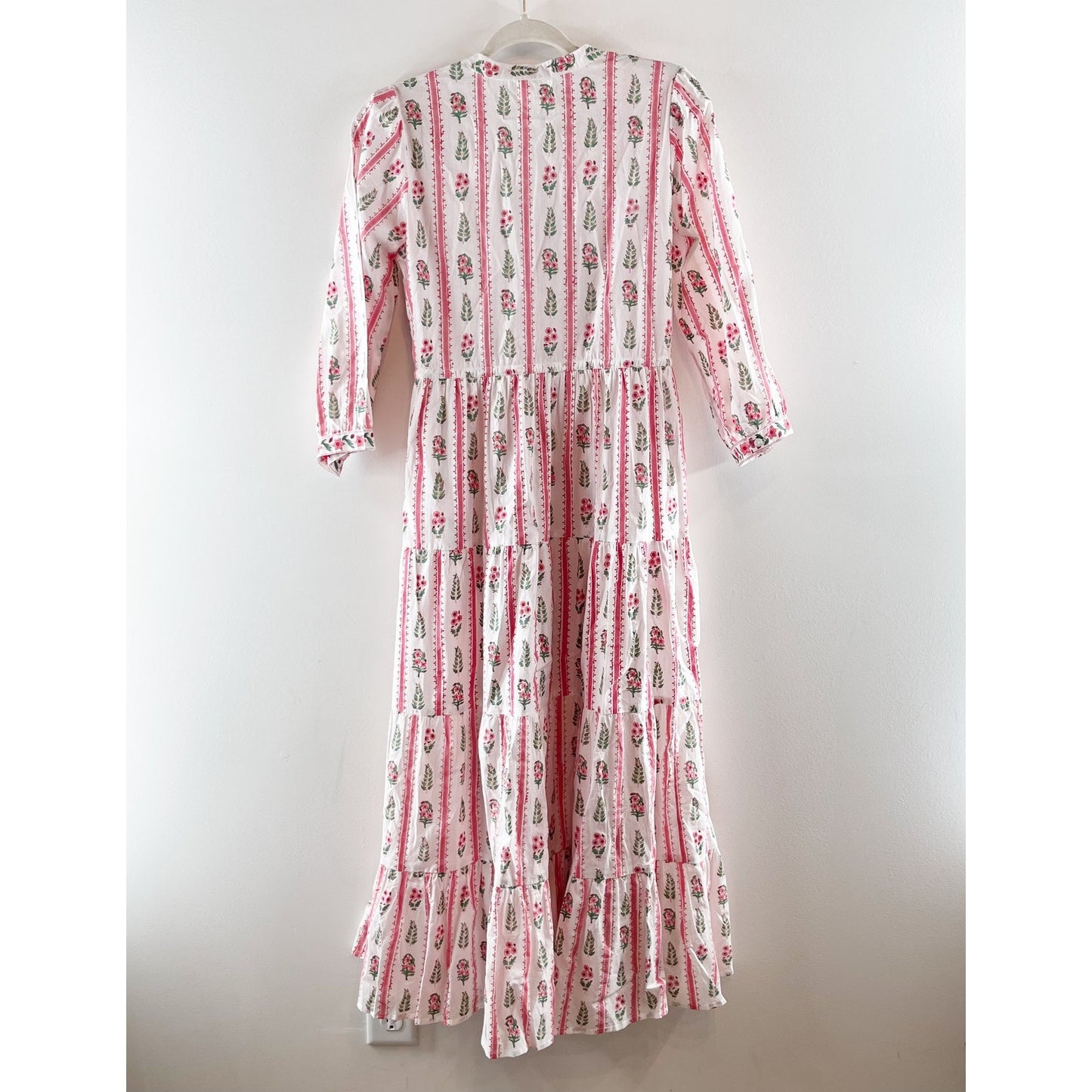 Park City Prints Maria Stripe Cotton Maxi Dress Pink XS