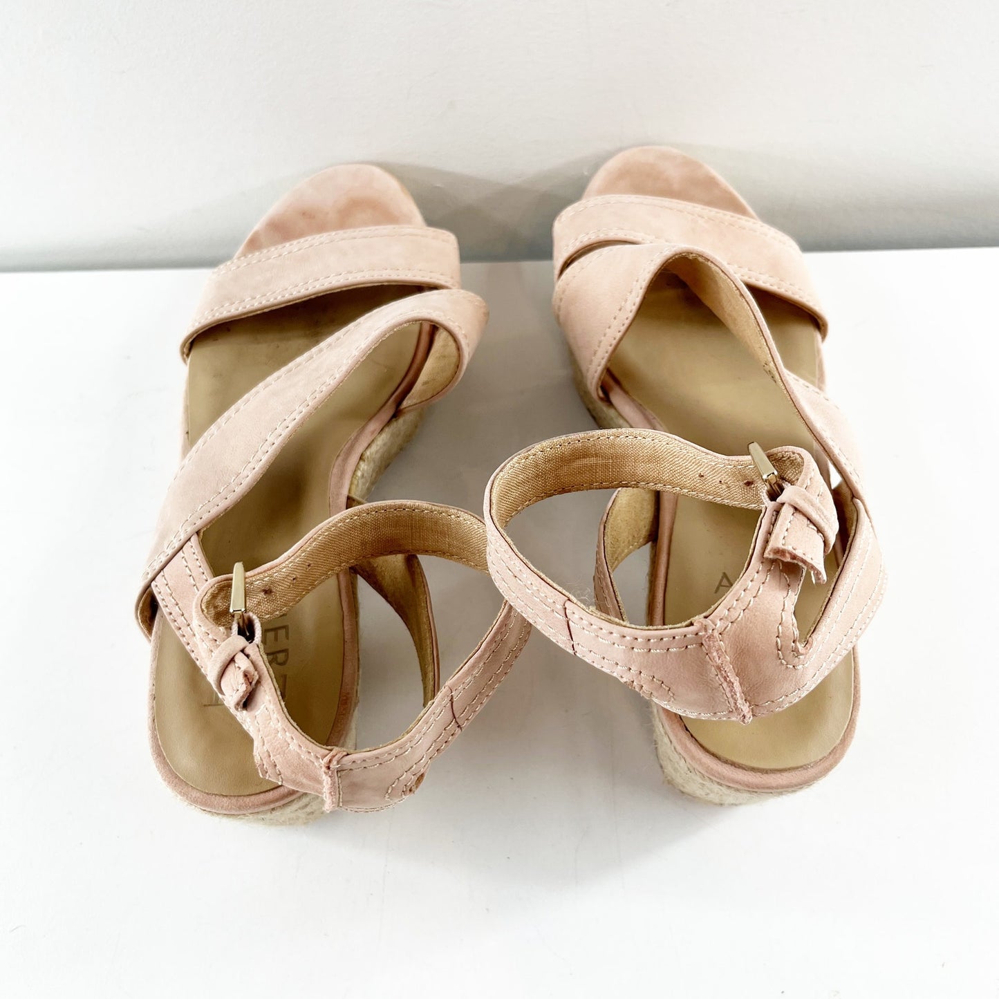 Naturalizer Ursa Epadrille Leather Wedge Sandals Dusty Rose Pink 7.5