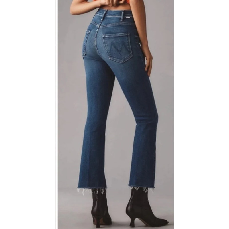 Mother The Hustler Ankle Fray Hem Jeans Grasping At Straws Blue 31 / 12