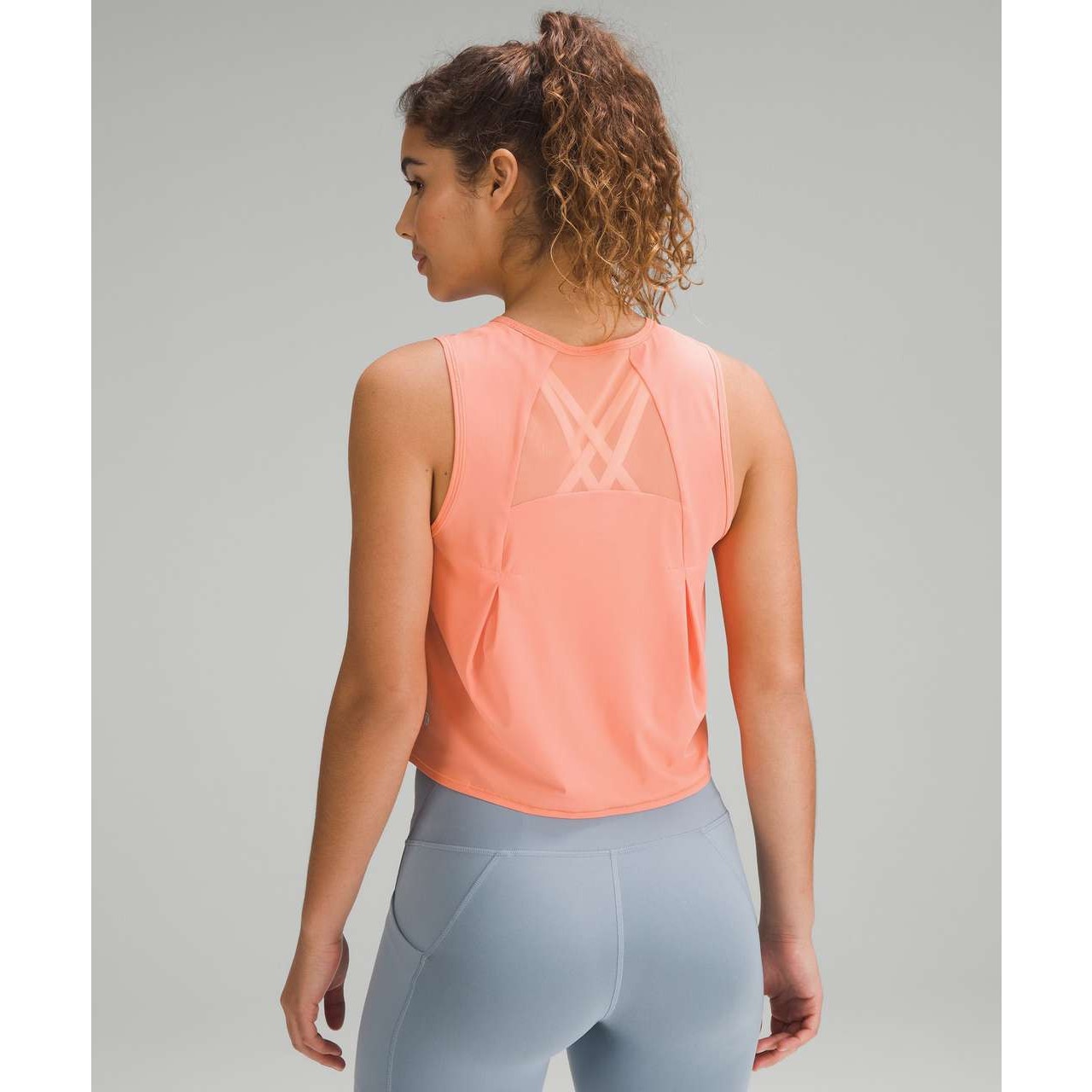 Lululemon Athletica Sculpt Mesh Panel Crop Tank Top w/ Reflective Sunny Coral 4