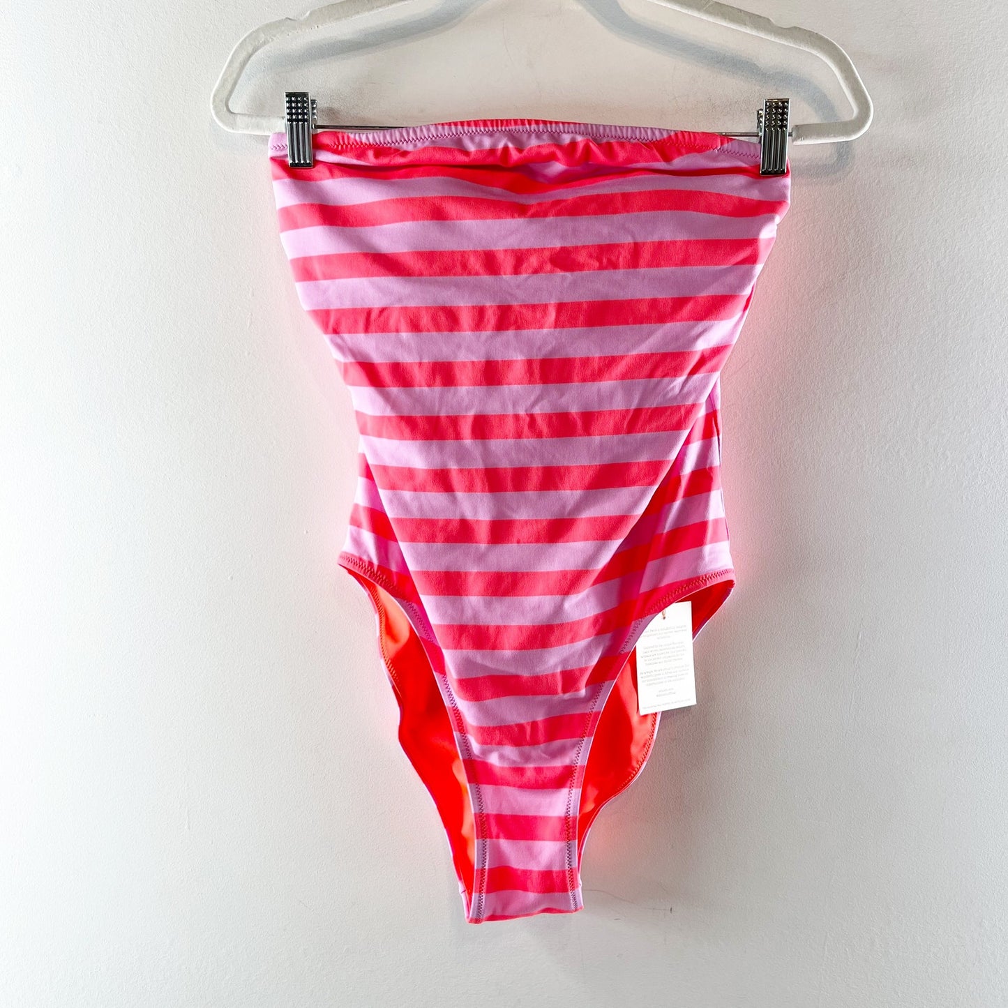 LemLem Dinah One Piece Striped High Cut Strapless Swimsuit Chireti Pink Large